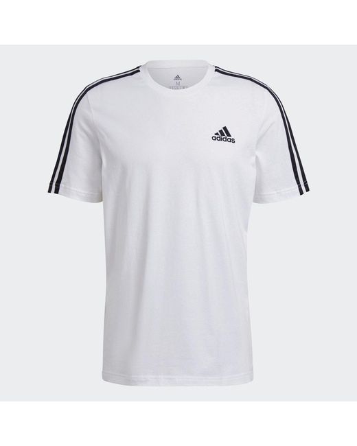 Adidas White Essentials 3-stripes T-shirt for men