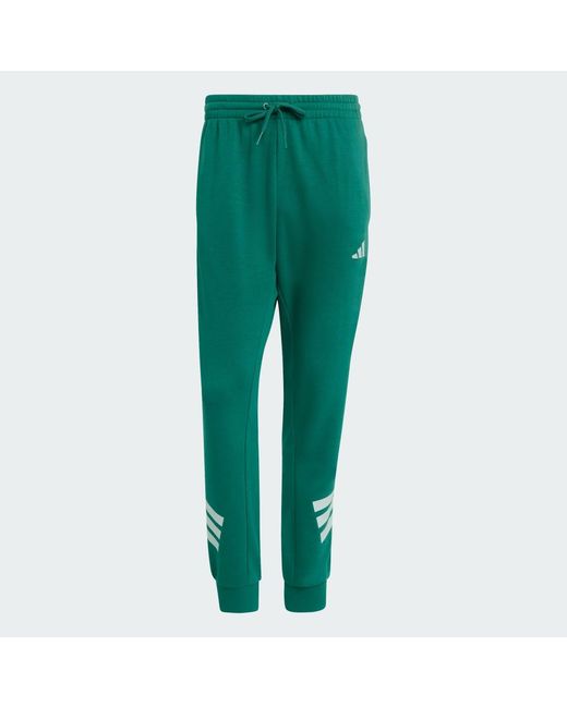 Adidas Green French Terry 3-Stripes Joggers for men