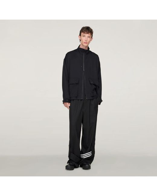 Adidas Black Y-3 Rayon Twill Zip Top for men
