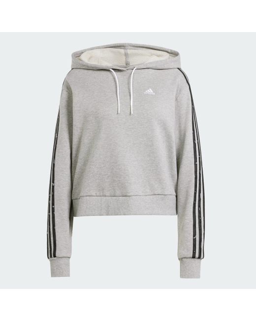 Adidas Gray Essentials 3-stripes Animal Printed Relaxed Hoodie