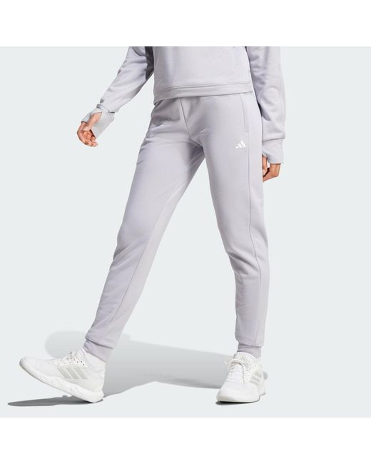 Adidas Gray Aeroready Game And Go Regular Tapered Fleece Pants