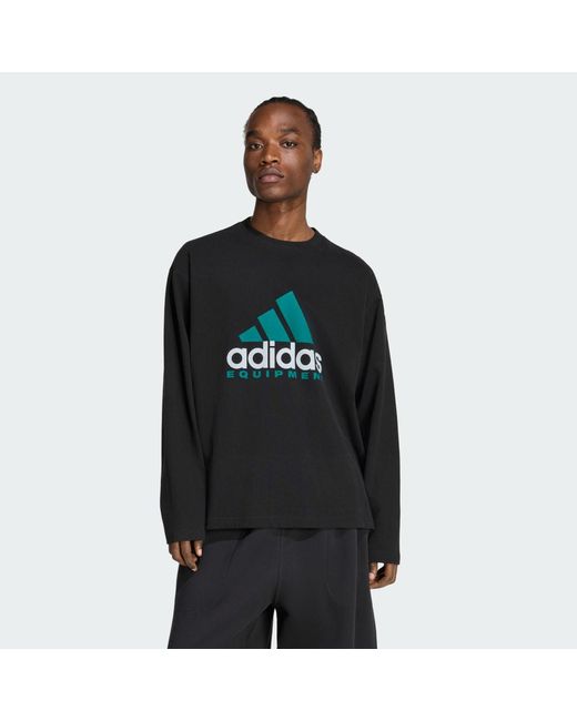 Adidas Black Equipment Essentials Long Sleeve T-Shirt for men