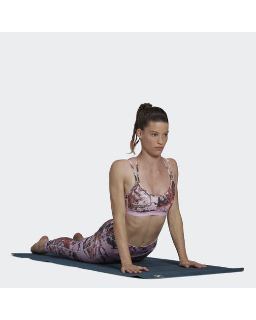Adidas Purple Yoga Essentials Studio Light-support Allover Print Bra