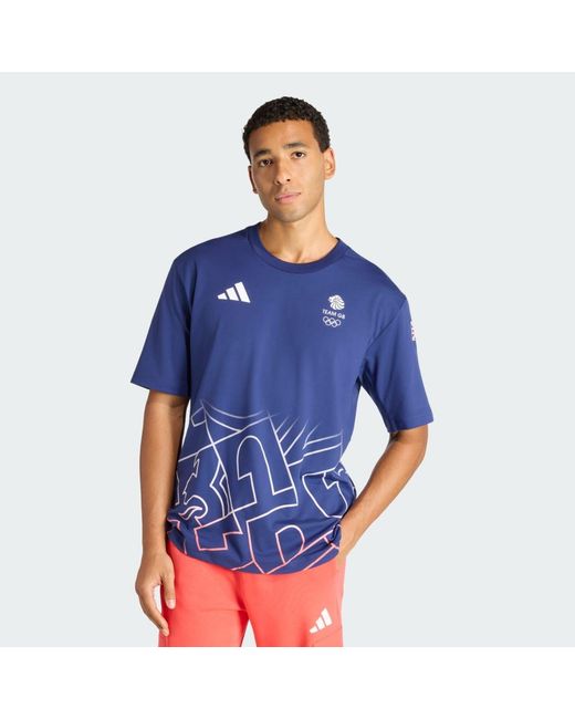 Adidas Blue Boa Aop Riders T-Shirt for men