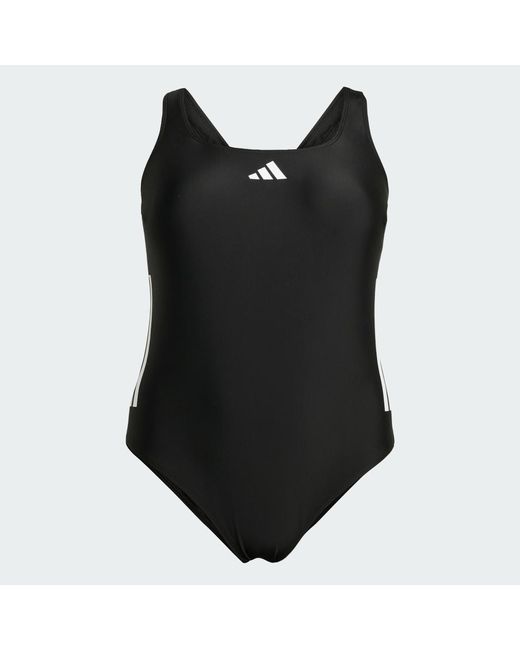 Adidas Black 3-Stripes C-Back Swimsuit (Plus Size)