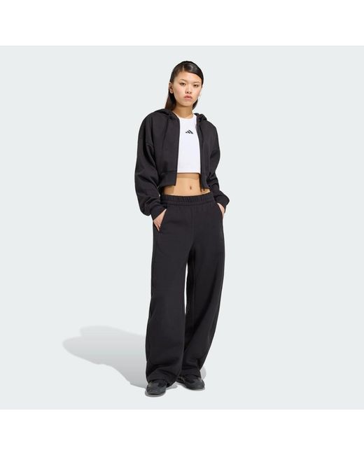 Adidas Black Essentials Contemporary Fleece Barrel Joggers