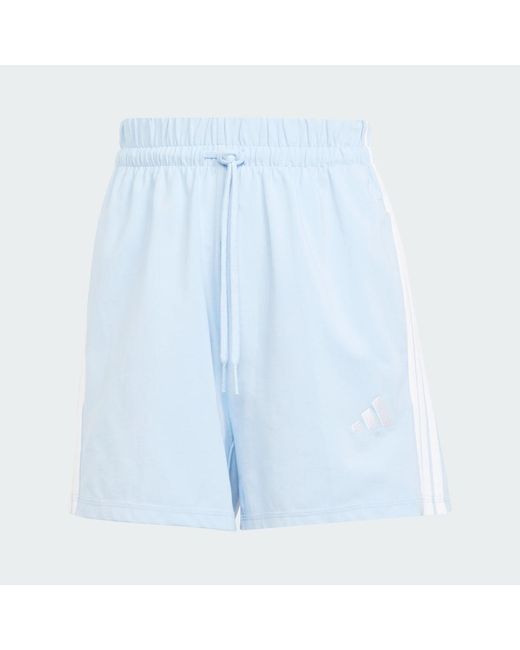 Adidas Blue Essentials 3-Stripes Cotton Shorts