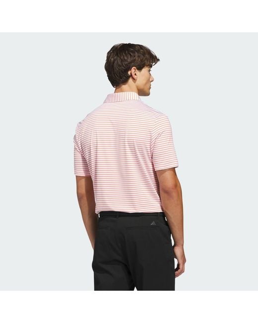 Adidas Pink Performance Two-Colour Stripe Polo Shirt for men