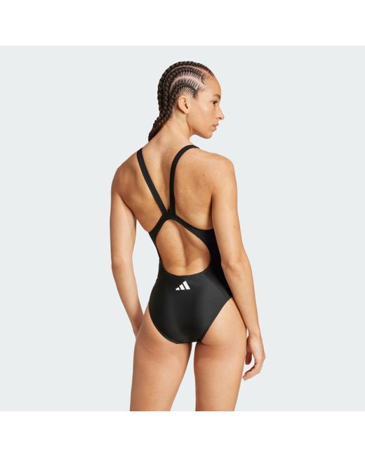 Adidas Black 3-Stripes V-Back Swimsuit