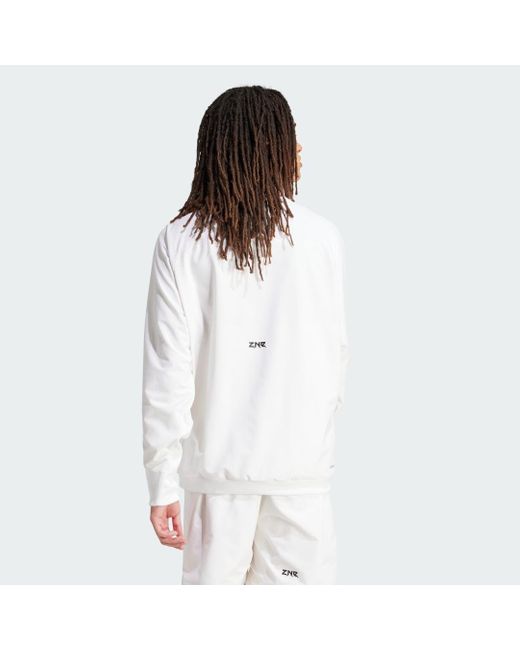 Adidas White Z.N.E. Woven Quarter-Zip Sweatshirt for men