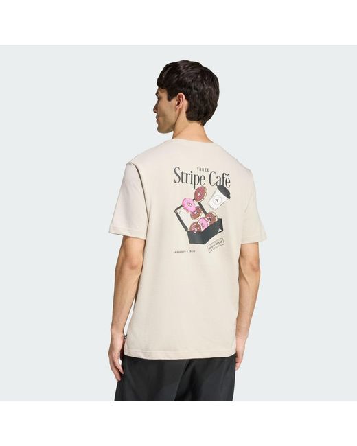 Adidas Natural Coffee Cafe Donut Box Graphic T-Shirt for men