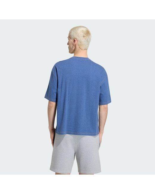 Adidas Blue Trefoil Essentials Melange Loose Cropped T-Shirt for men