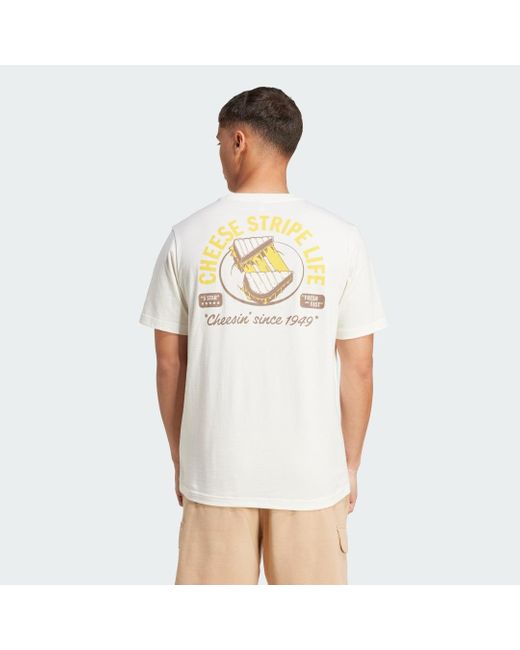 Adidas White Food Grilled Cheese Graphic T-Shirt for men
