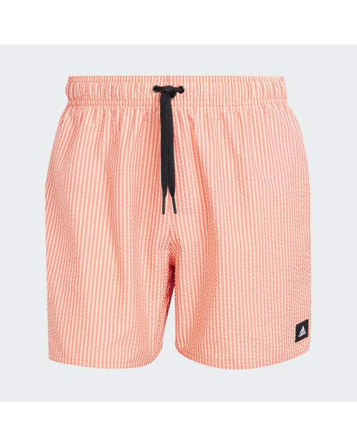 Adidas Pink Stripey Classics Swim Shorts Short Length for men