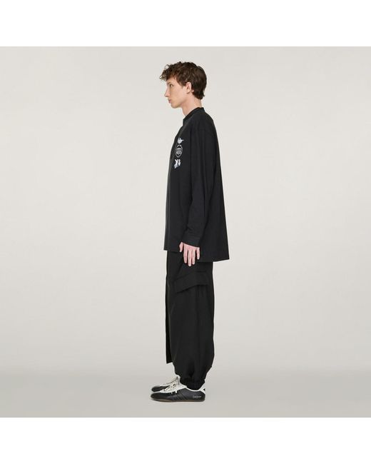 Adidas Black Y-3 Sport Uniform Cuffed Cargo Trousers for men