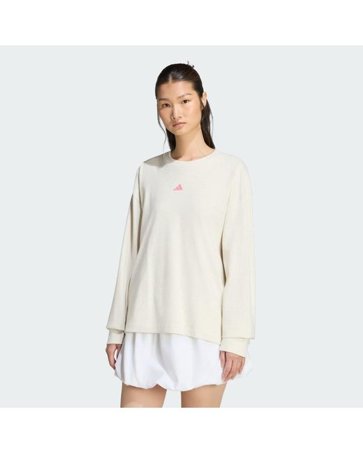 Adidas Natural 3 Stripes Studio Boyfriend Long-Sleeve Top Long-Sleeve Top