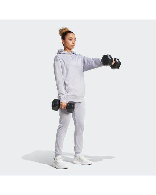 Adidas Blue Aeroready Game And Go Fleece Hoodie