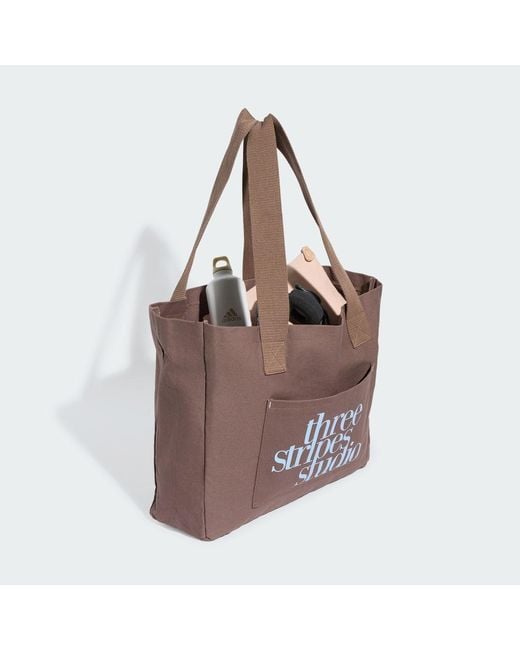 Adidas Brown Three Stripes Studio Canvas Tote Bag
