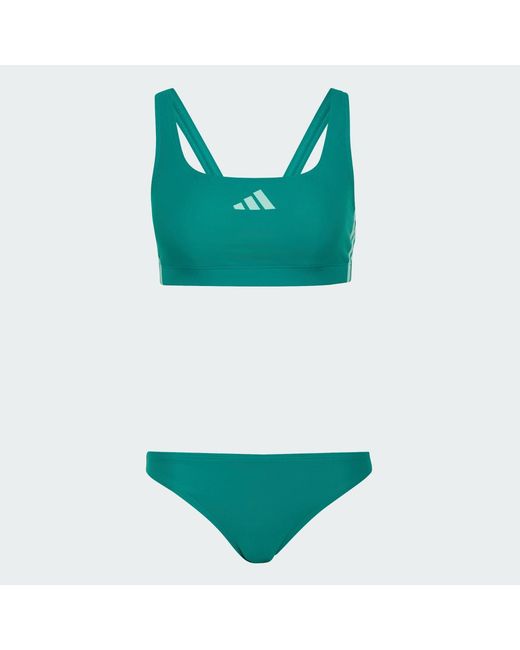 Adidas Green 3-Stripes V-Back Bikini