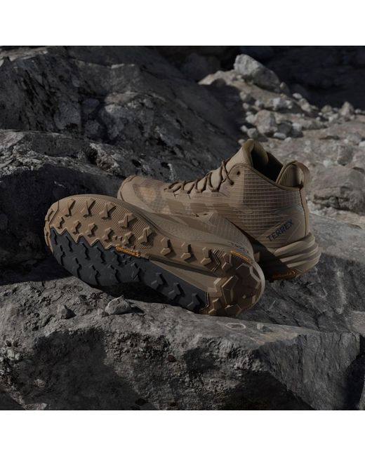 Adidas Brown Terrex Freehiker 3 Mid Gore-Tex Hiking Shoes for men