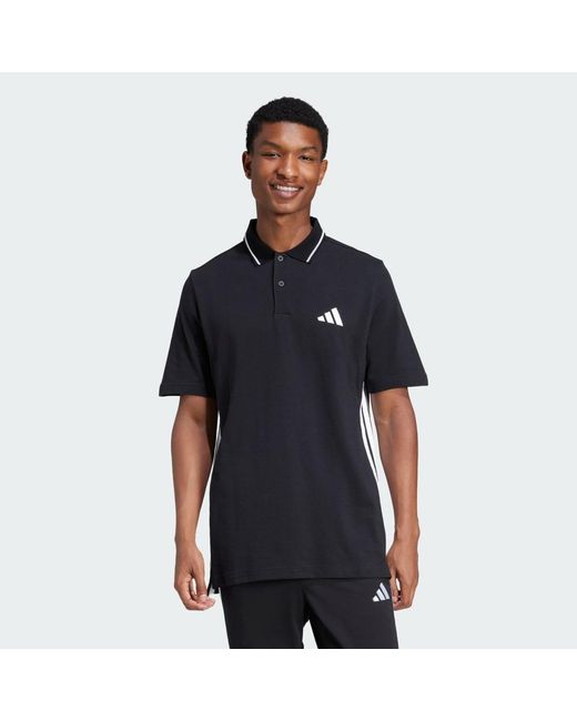 Adidas Blue Essentials 3-Stripes Piqué Polo Shirt for men