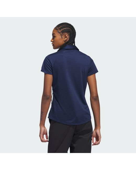 Adidas Blue Women's Solid Performance Short Sleeve Polo Shirt