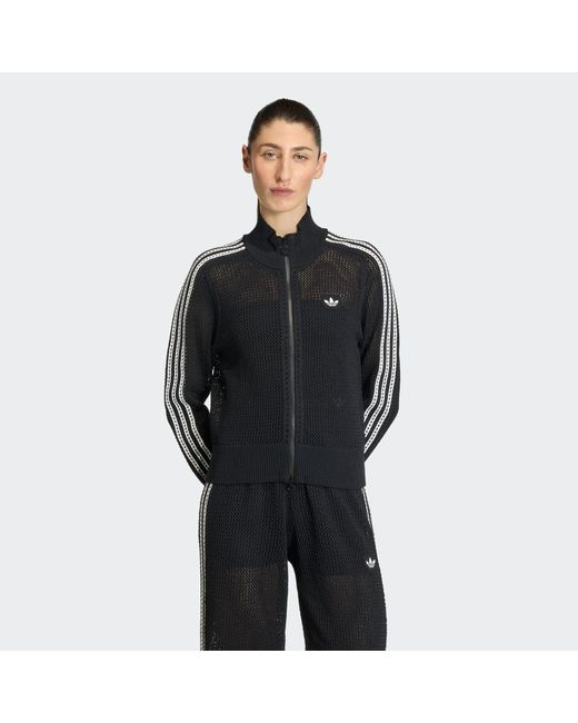 Adidas Originals Black Sweatshirt Adidas Knitted Crochet Firebird Track Top