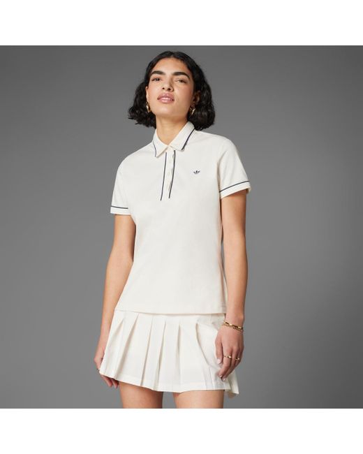 Adidas White Originals Twistknit Trefoil Polo Shirt