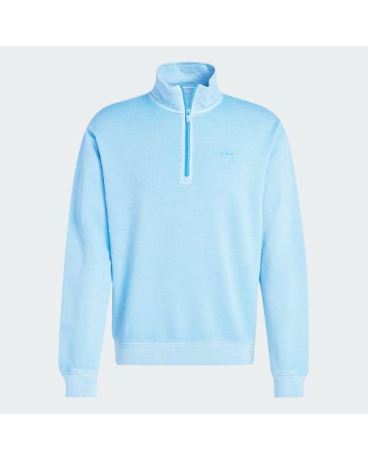 Felpa Trefoil Essentials+ Dye Half Zip Crew di Adidas in Blue da Uomo