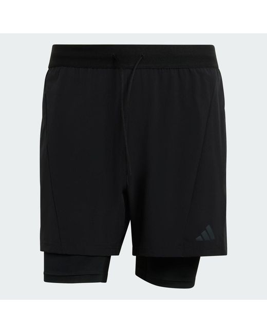 Adidas Black D4T Workout 2In1 Shorts for men