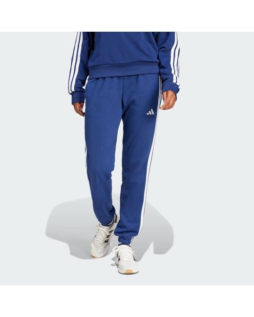 Adidas Blue S 3-stripes French Terry Cuffed Sportswear Pants