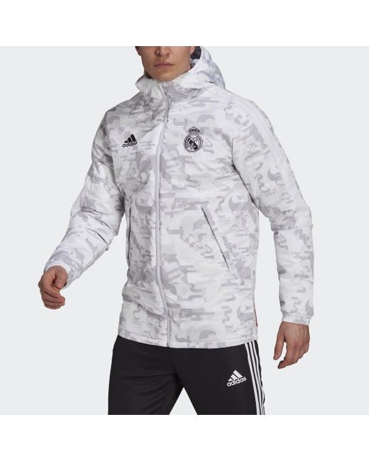 Veste Real Madrid CNY Padded adidas pour homme en coloris Gris | Lyst