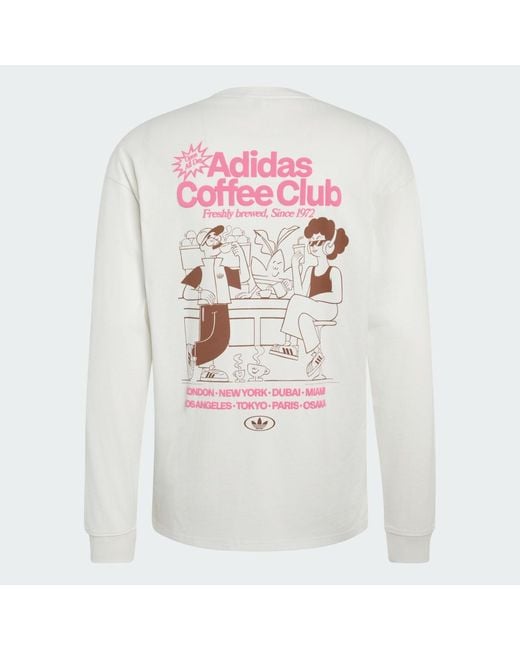 Adidas White Cafe Loose Graphic Longsleeve Tee for men