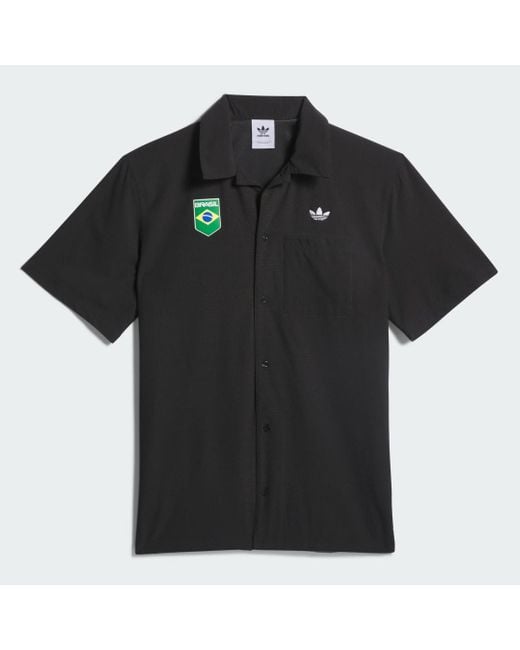 Adidas Black Brasil Tech Button Down Shirt for men