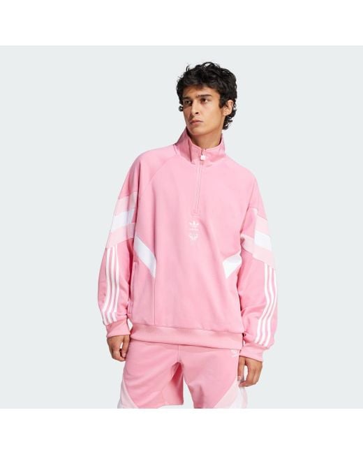 Adidas Originals Pink Inter Miami Cf Originals Half-Zip Crew Sweatshirt for men
