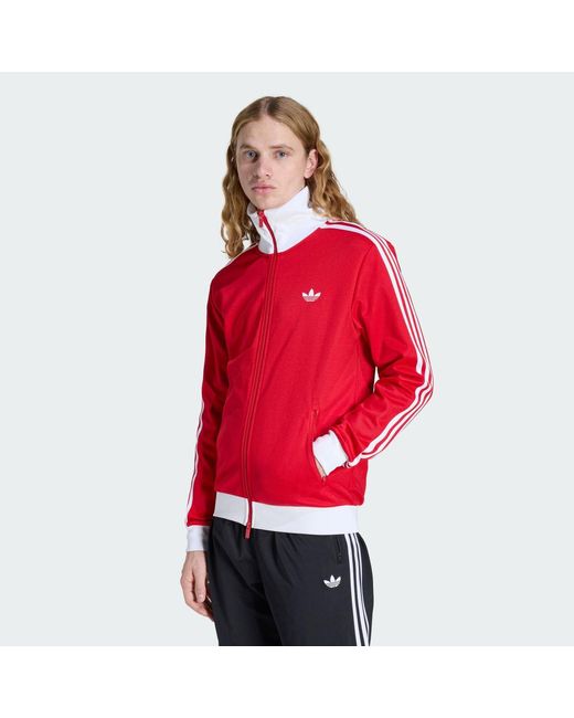 Track Top Iconico di Adidas in Red da Uomo
