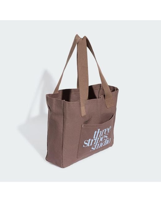 Adidas Brown Three Stripes Studio Canvas Tote Bag