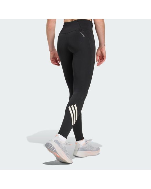 Adidas Black Adi365 Climacool 3 Stripes Running Full Length Leggings