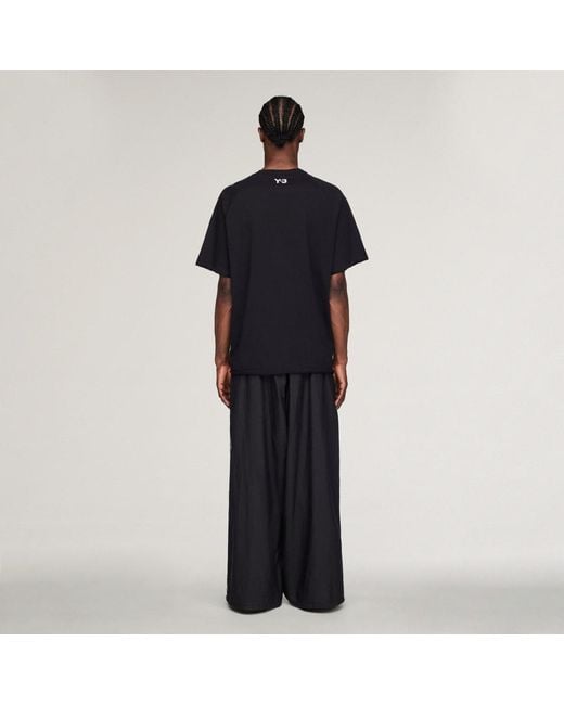 Adidas Black Y-3 Raw Edge 3 Stripes Wide Tracksuit Bottoms