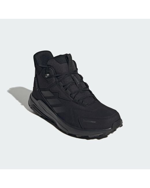 Adidas Black Terrex Anylander Leather Mid Climaproof Hiking Shoes for men