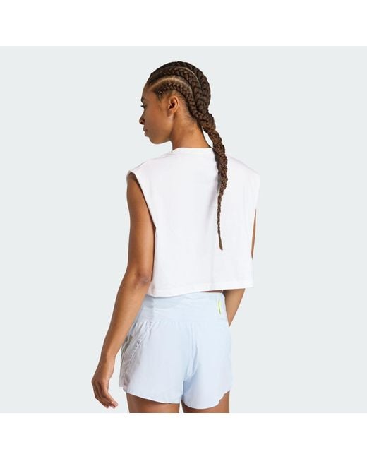 Adidas White Adi365 Running Essentials Crop T-Shirt