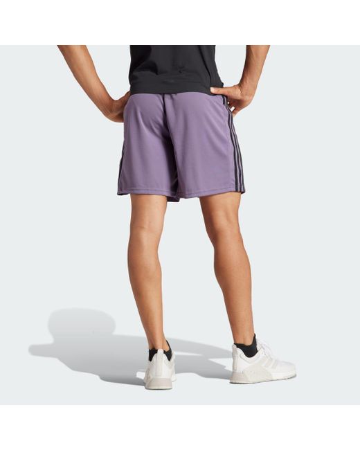 Adidas Pink Train Essentials Piqué 3-Stripes Training Shorts for men