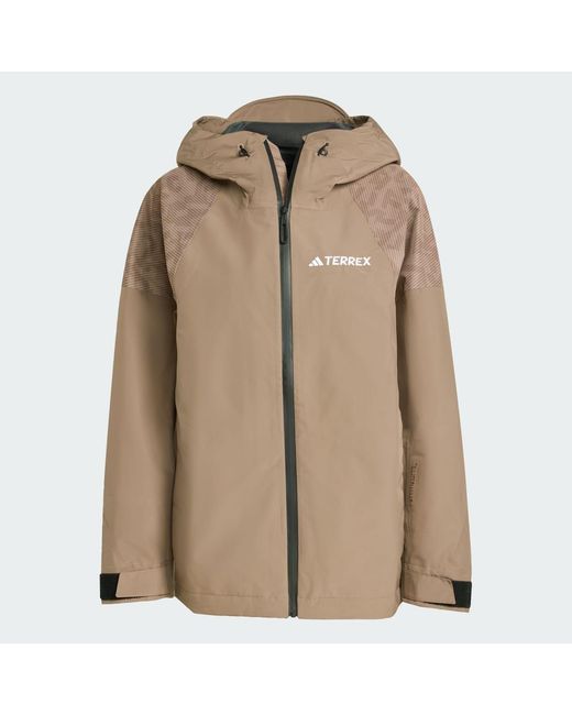 Adidas Brown Terrex Xperior Hybrid Primeknit Climaproof+ Jacket