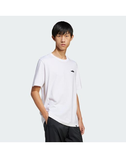 Adidas White Lounge Slide Graphic T-Shirt for men