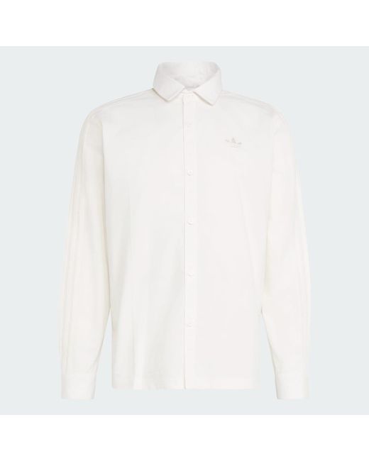 Adidas White 3 Stripes Button Up Shirt for men