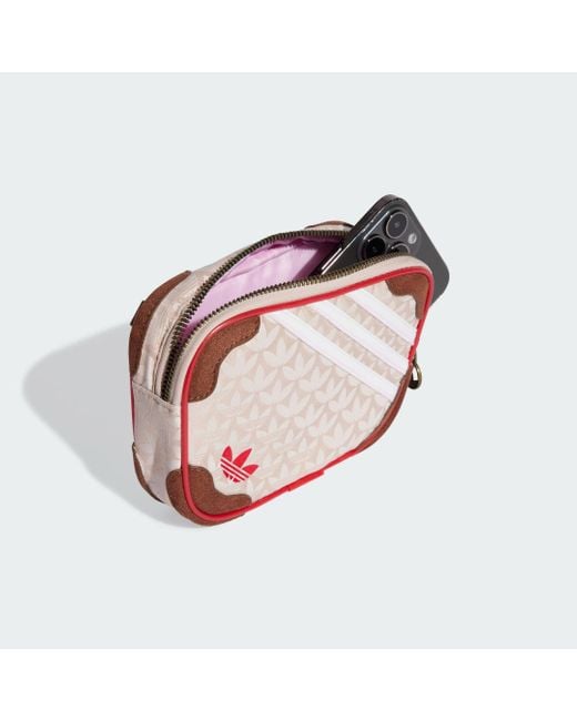 Adidas Pink Trefoil Monogram Jacquard Suede Mini Airliner Bag