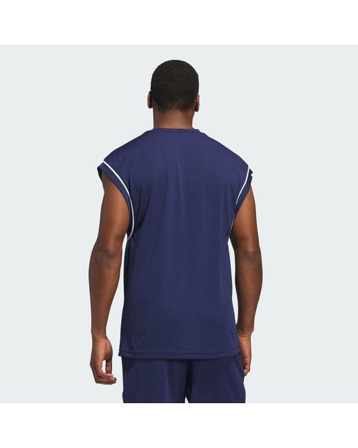 Adidas Blue Basketball All-World Sleeveless Tank Top for men
