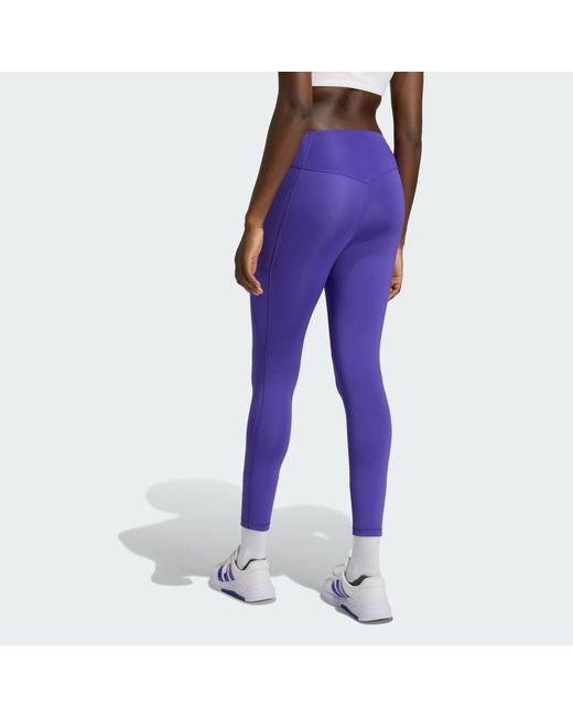 Adidas Purple Optimé Essentials No Front Rise Seam 7/8 Leggings
