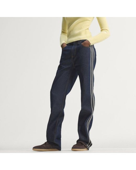 Adidas Blue Firebird Mid Rise Straight Denim Pant