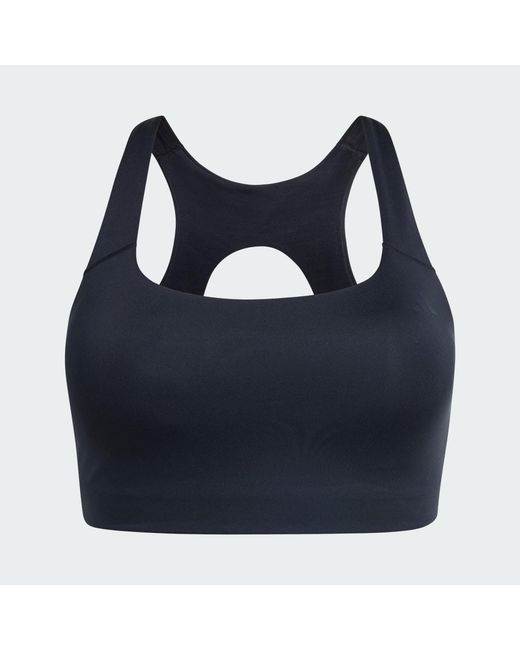 Adidas Blue Optime Workout 3-Stripes Medium Support Bra (Plus Size)